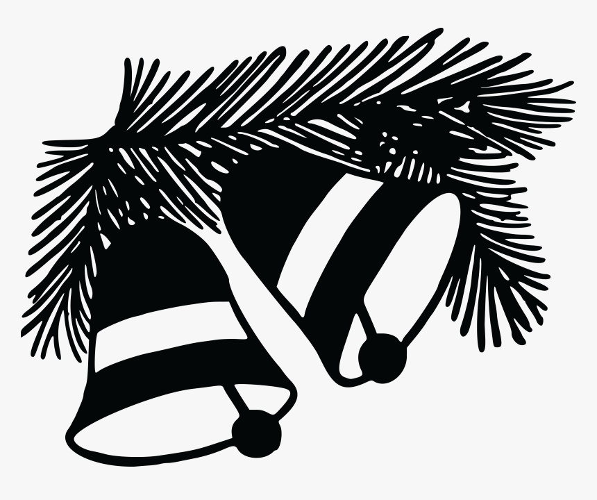 Free Clipart Of A Branch And Christmas Bells - Christmas Bells Black And White, HD Png Download, Free Download