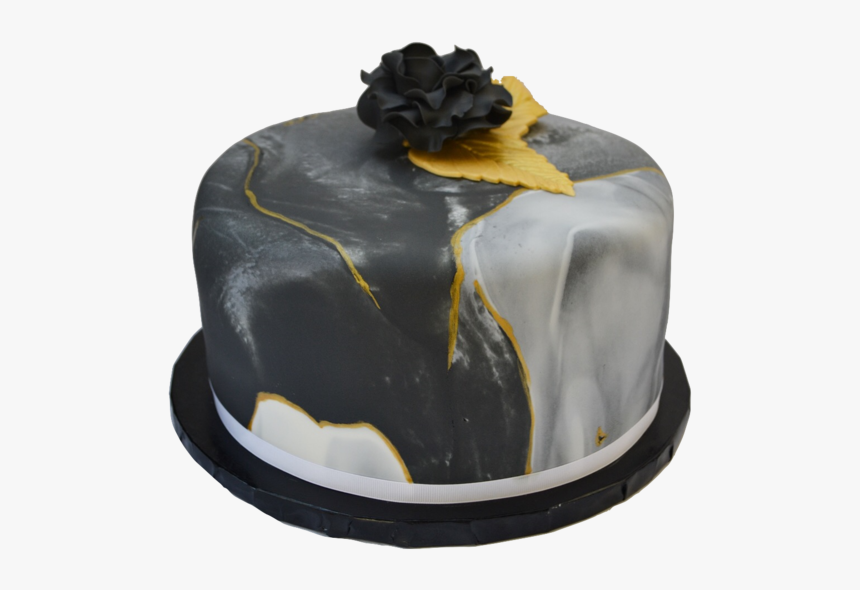 Black Marble Lemon Cake With Gold Accents And An Edible - Fondant, HD Png Download, Free Download