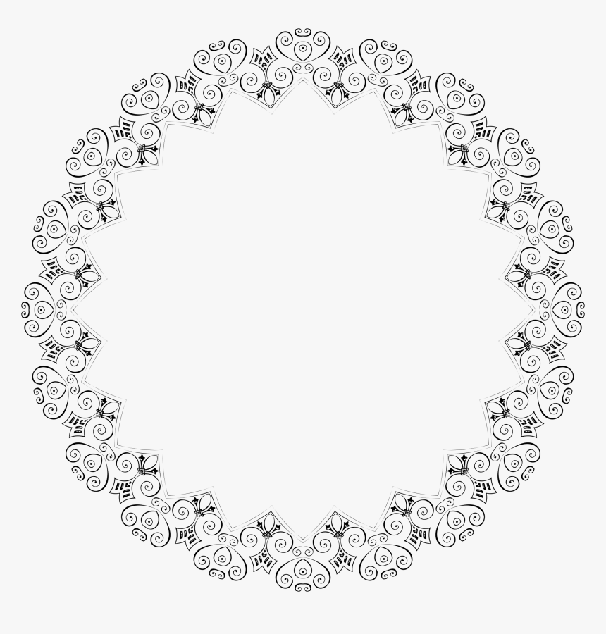 Vintage Floral Flourish Abstract 2 Clip Arts - Flower Circle Frame Black, HD Png Download, Free Download