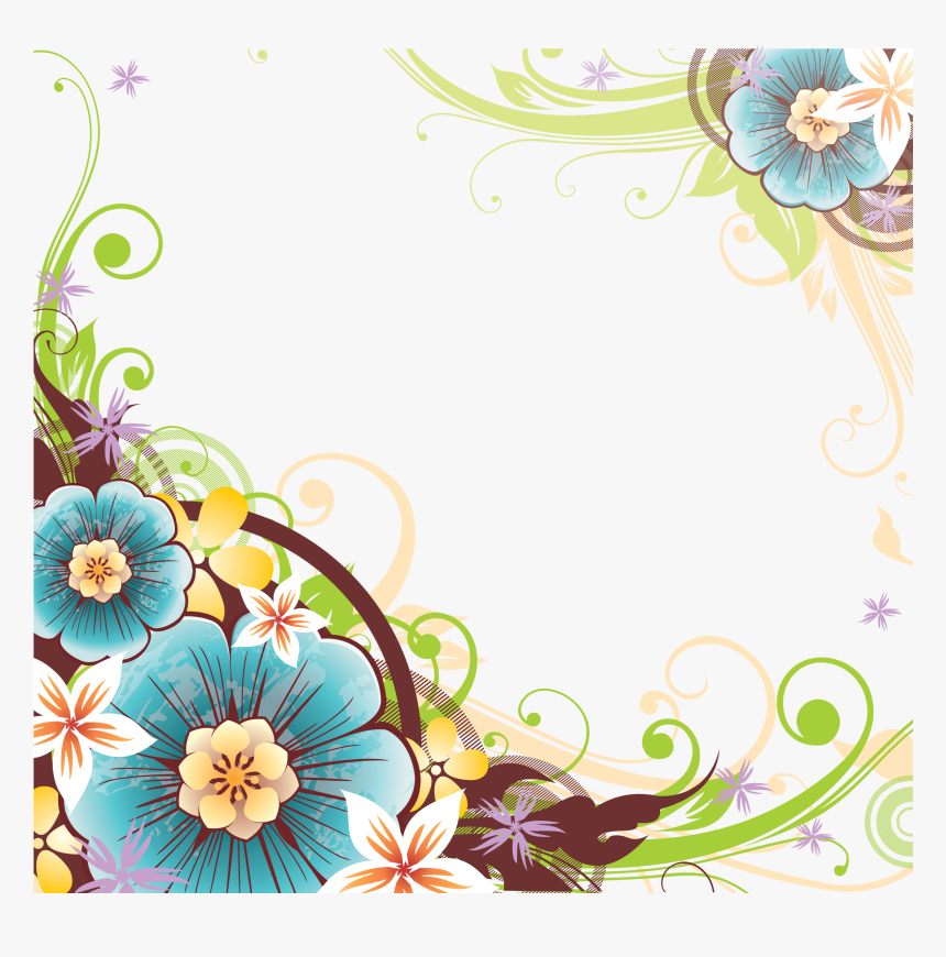 Цветы И Чернильница - Flower Borders Design Png, Transparent Png, Free Download