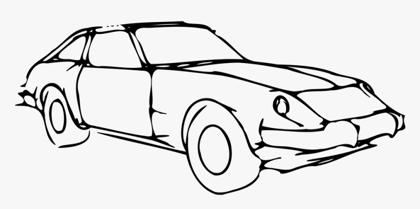 Sports Car Clip Art Vehicle Drawing - Black And White Car Drawings, HD Png Download, Free Download