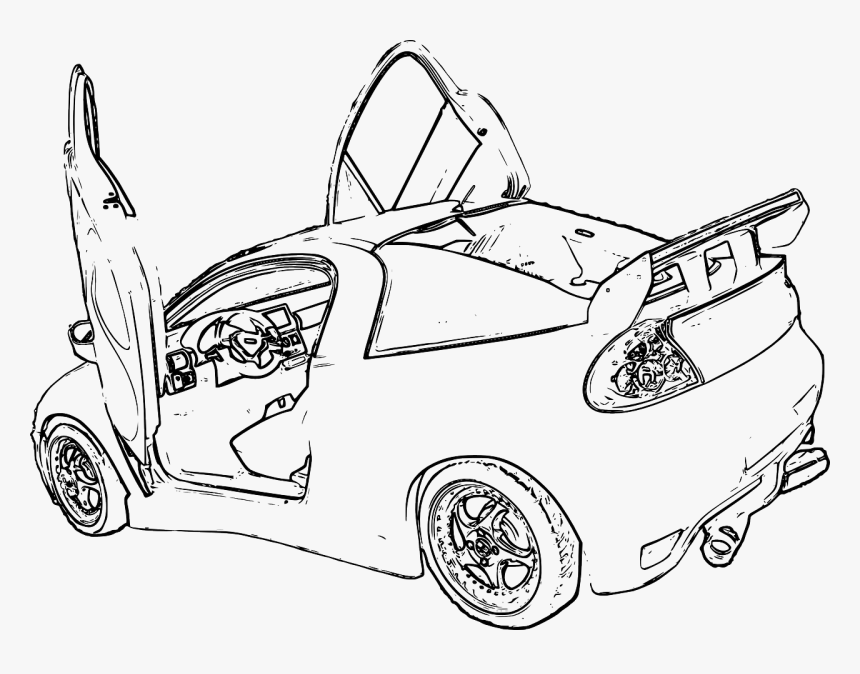 Car Vehicle Transportation Png Image - Clipart Black And White Car With Open Door, Transparent Png, Free Download