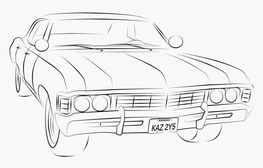 Impala Drawing Vintage Car Transparent Png Clipart - Drawing, Png Download, Free Download