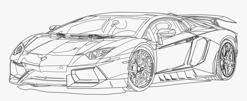 Lamborghini Aventador Clipart Sports Car - Lamborghini Black And White Clipart, HD Png Download, Free Download