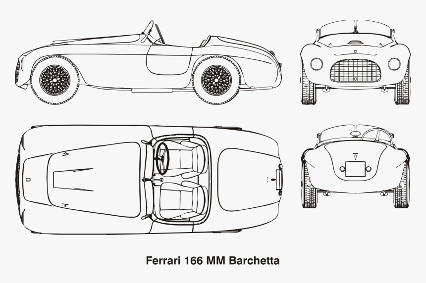 Ferrari 166 Mm Barchetta, Year 1948 Clip Arts - Ferrari Vector Drawing, HD Png Download, Free Download