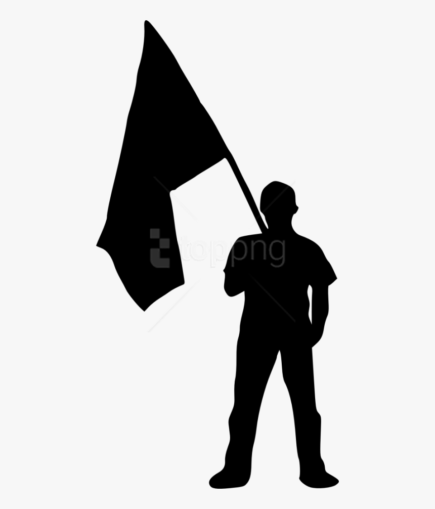 Free Png Person With Flag Silhouette Png - Soldier Holding Flag Silhouette, Transparent Png, Free Download