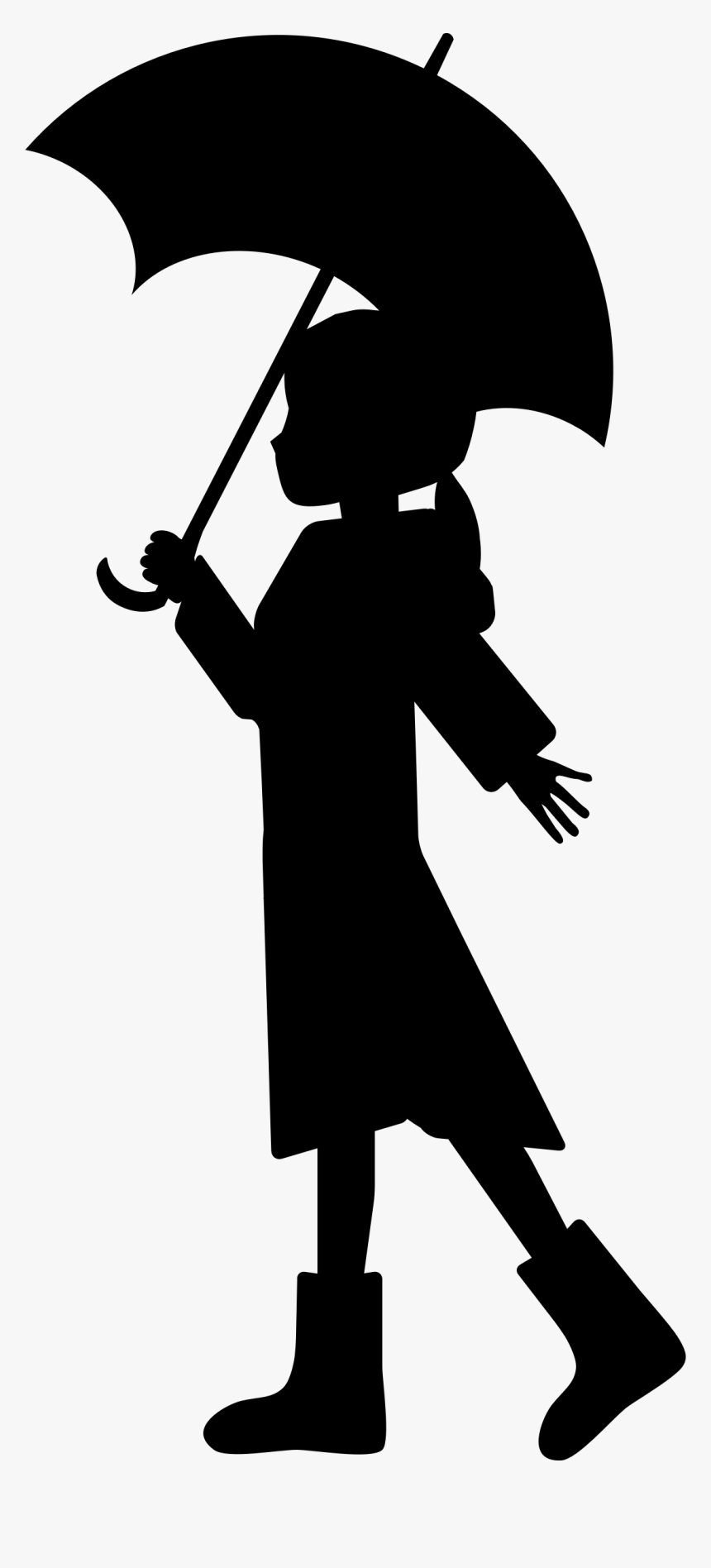Umbrella Girl Silhouette At Getdrawings - Silhouette Girl With Umbrella, HD Png Download, Free Download