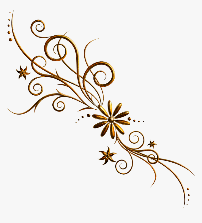 Ornament Clipart Floral - Floral Designs Golden Png, Transparent Png, Free Download