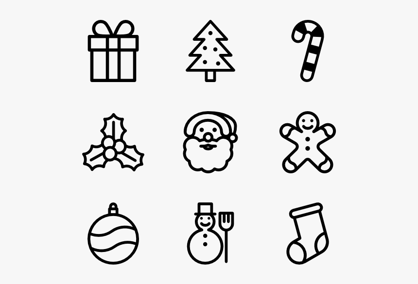 Christmas Icons Black And White, HD Png Download, Free Download