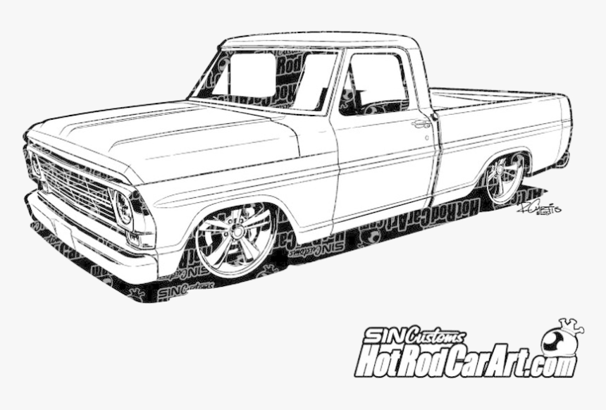 Hot Rod Ford Pickup Car Art Transparent Png - 1969 Ford F150 Clip Art, Png Download, Free Download
