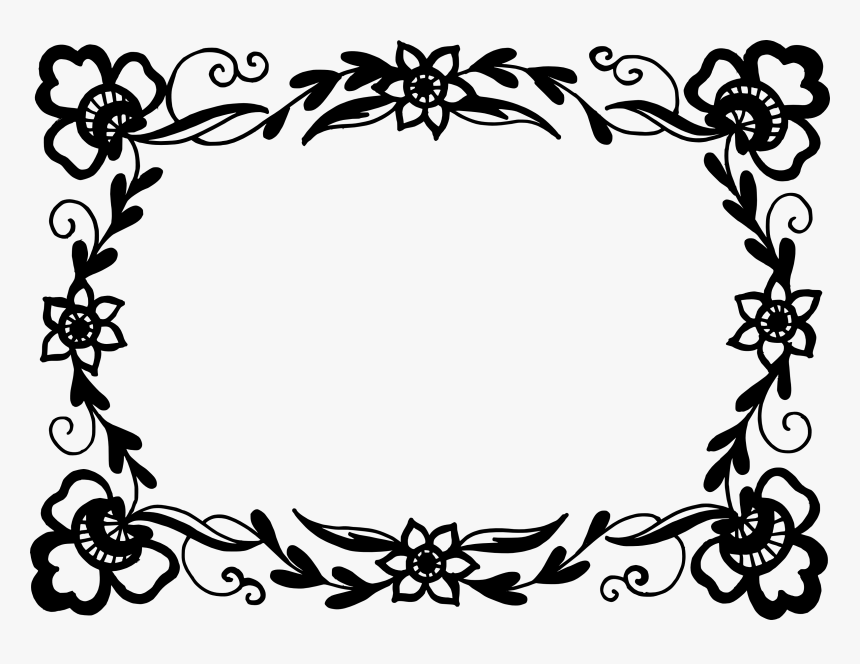 Flowers Frame Black And White, HD Png Download, Free Download