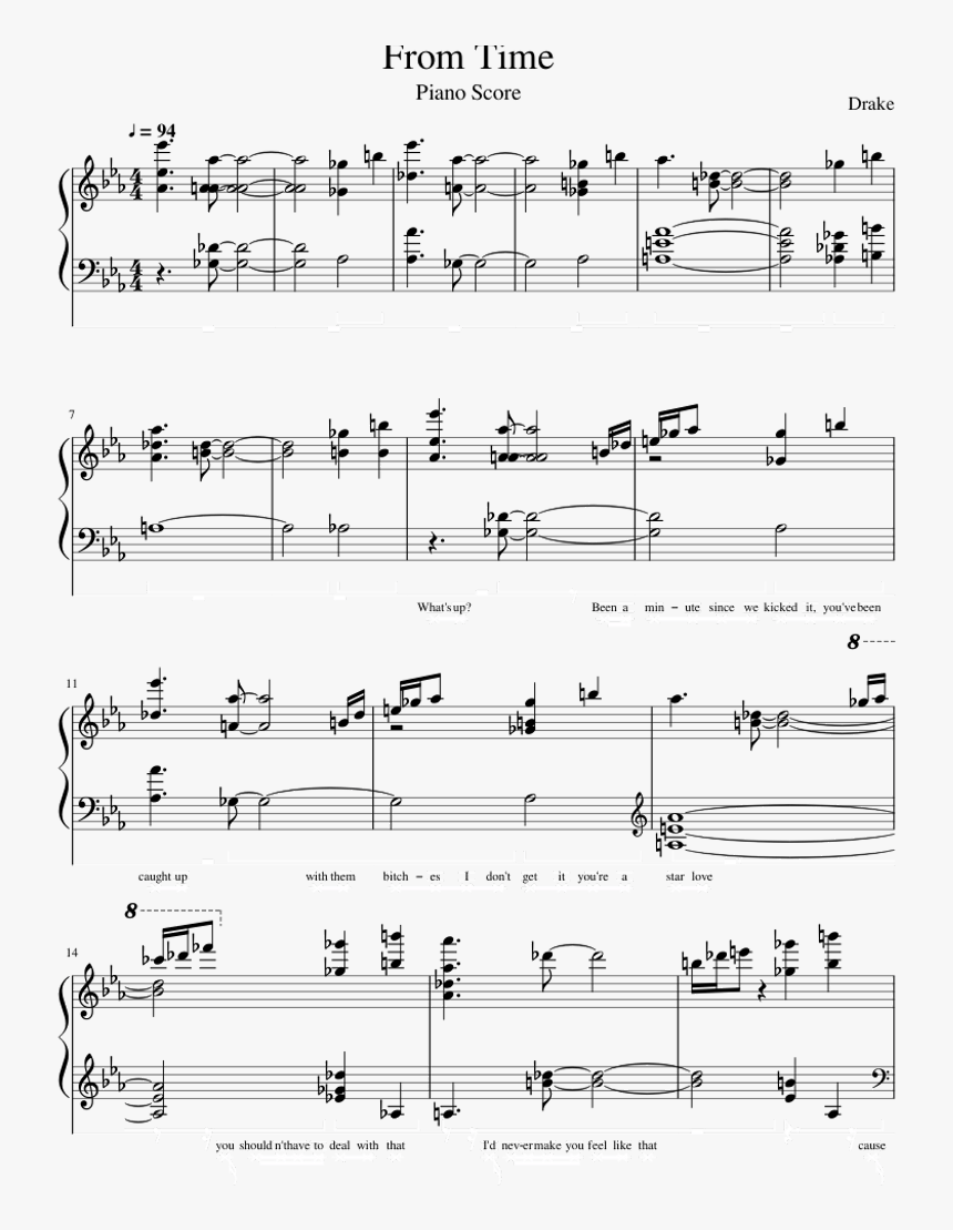 Drake Sheet Music For Piano, Percussion Download Free - Sheet Music, HD Png Download, Free Download