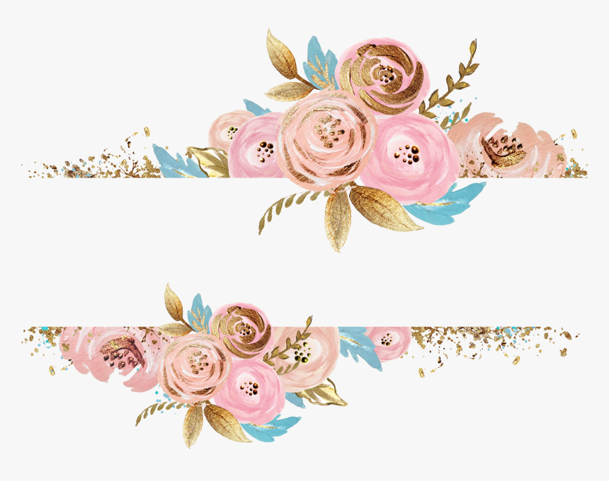 Flower Lace Gold Column Watercolor Paper Painting Clipart - Watercolor Flowers Rose Gold Png, Transparent Png, Free Download