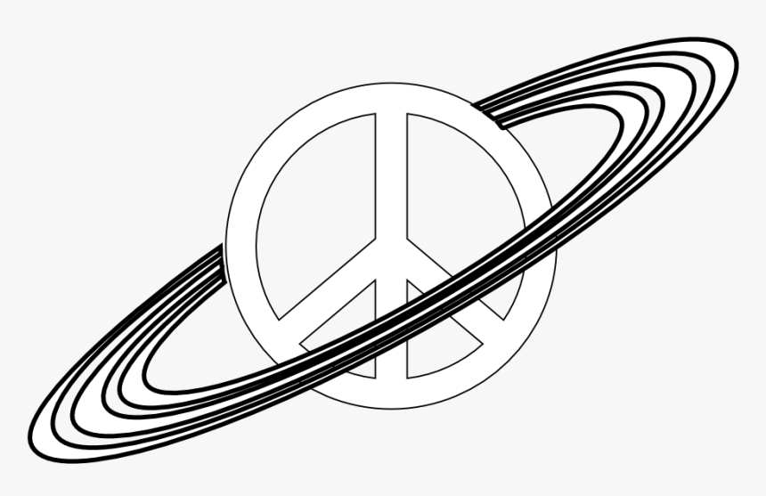 Planet With Rings Black White Line Art Christmas Xmas - Uranus Planet Drawing, HD Png Download, Free Download
