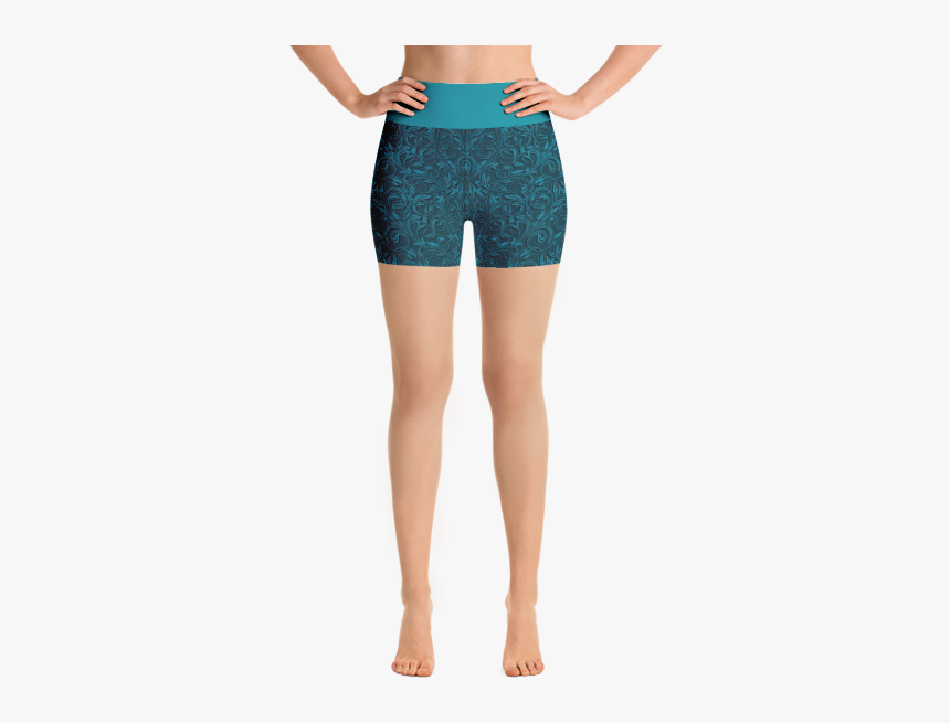 Teal Floral Ornaments Yoga Short Pants With A Small - Yoga Pants, HD Png Download, Free Download