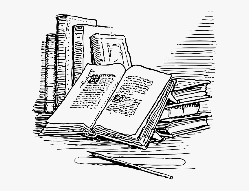 Outline, Open, Reading, Books, Book, Automatic - Old Book Clipart Black And White, HD Png Download, Free Download