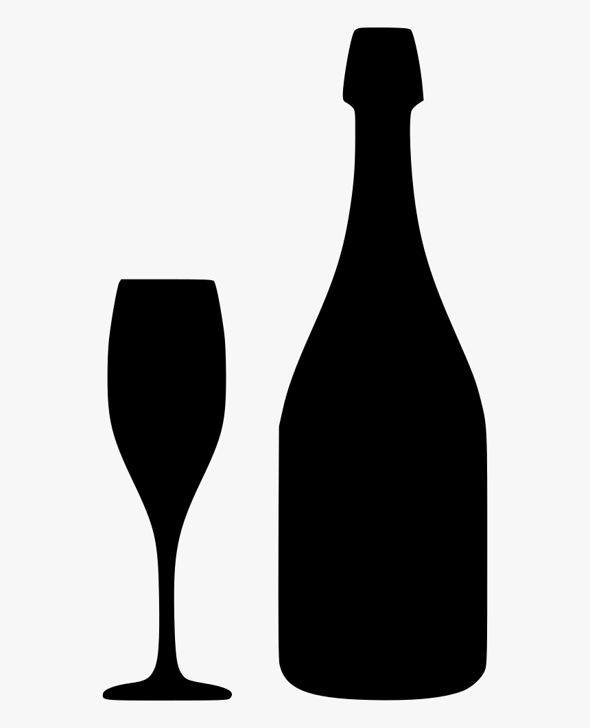 Download Free Champagne Bottle Svg Clipart Wine Glass - Black And White C.....