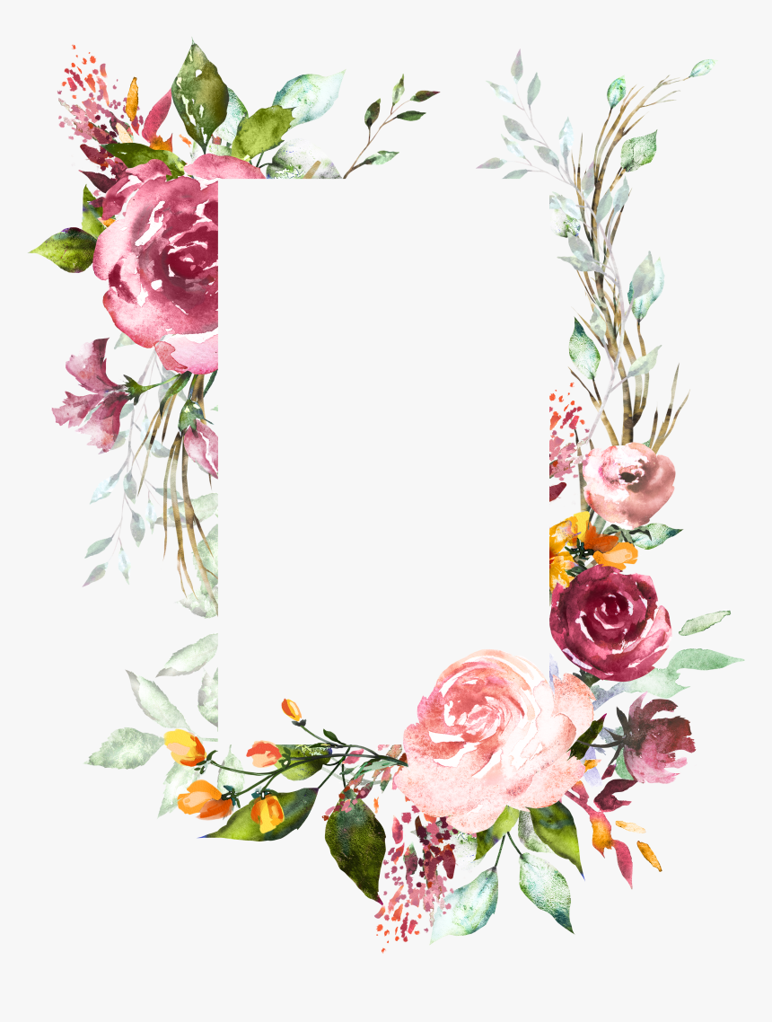 H804 Flower Frame, Flower Art, Watercolor Flowers, - Vintage Flower Frame Png, Transparent Png, Free Download