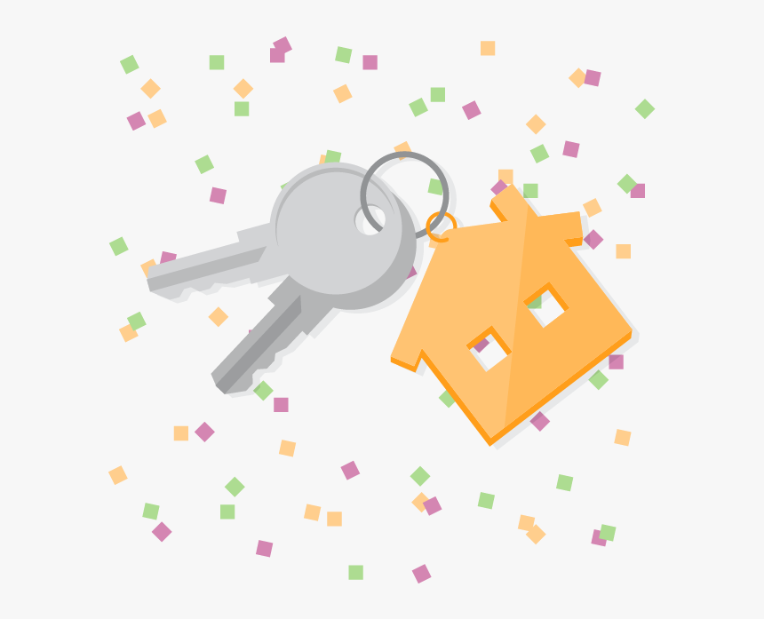 House Keys With New Year"s Confetti In Background - New Year New Home, HD Png Download, Free Download