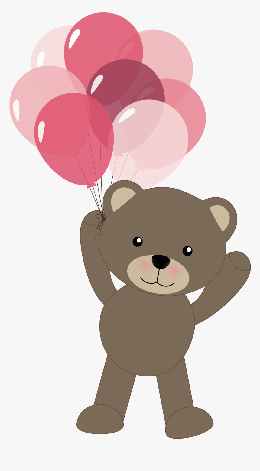 Ballon Drawing Teddy Bear - Cute Bear With Balloons, HD Png Download, Free Download