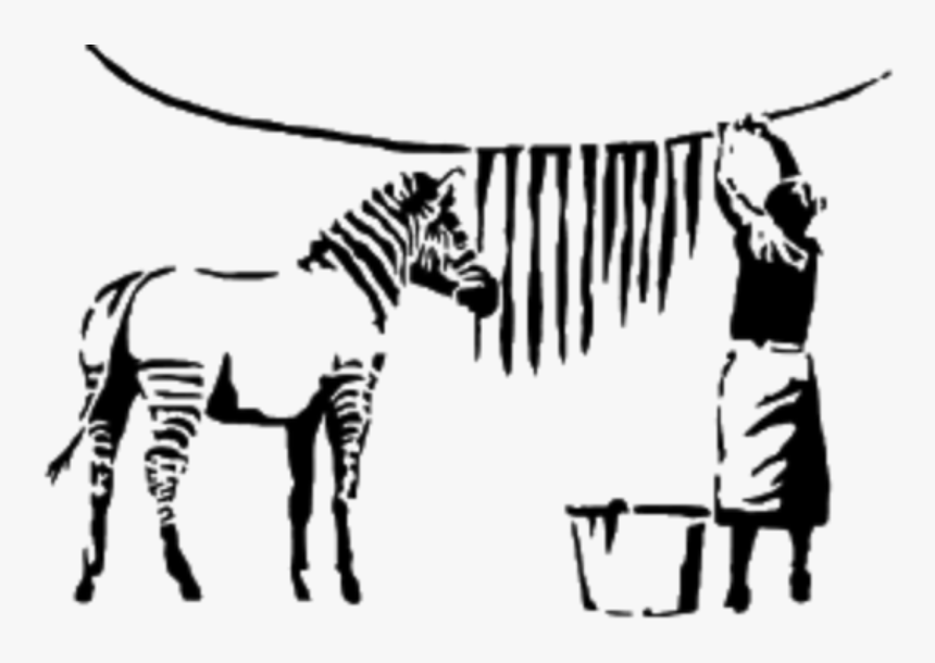 Zebra Silhouette Png - - Banksy Washing Zebra Stripes, Transparent Png, Free Download