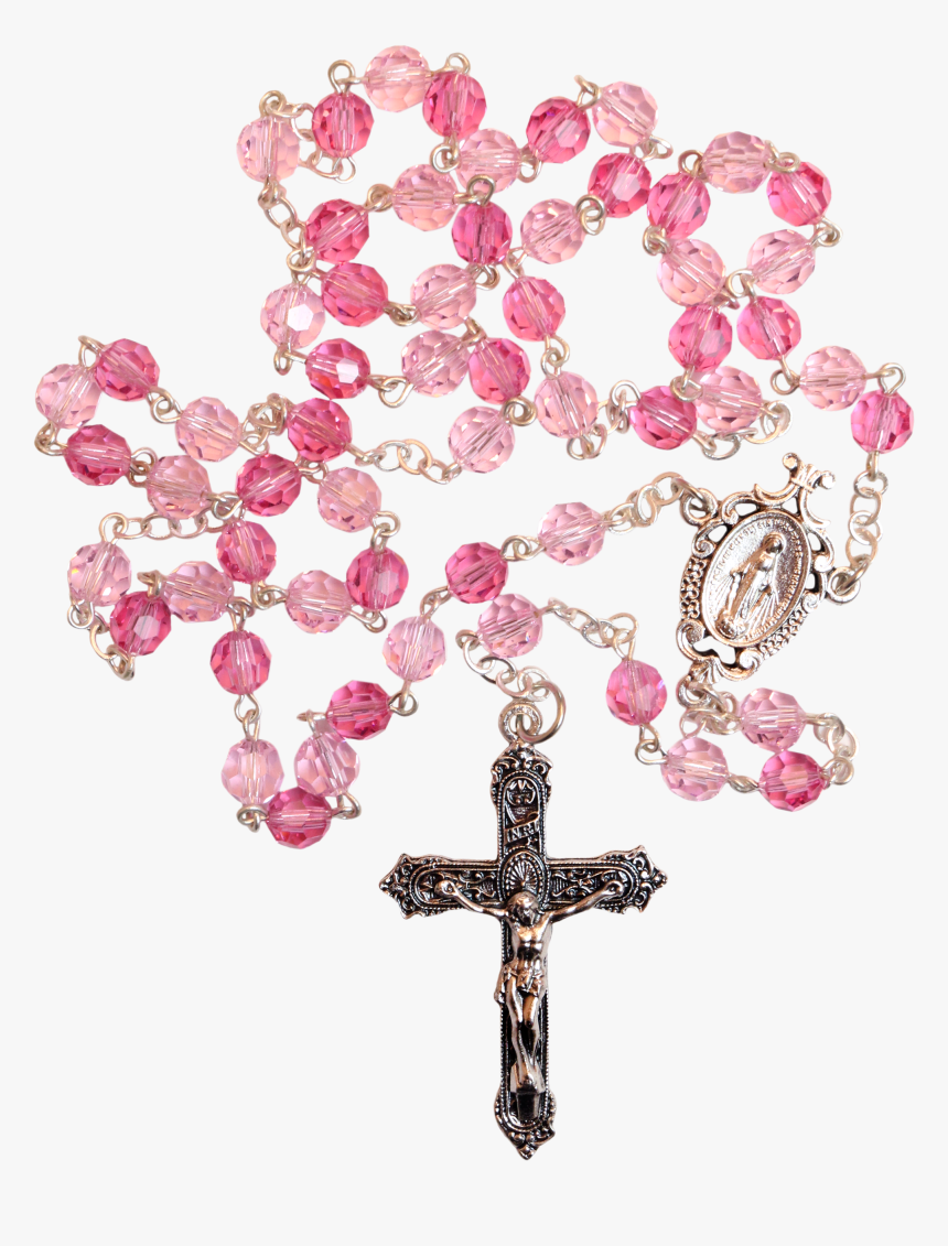 Pink Crystal Gold Rosary - Pink Rosary Beads Png, Transparent Png, Free Download