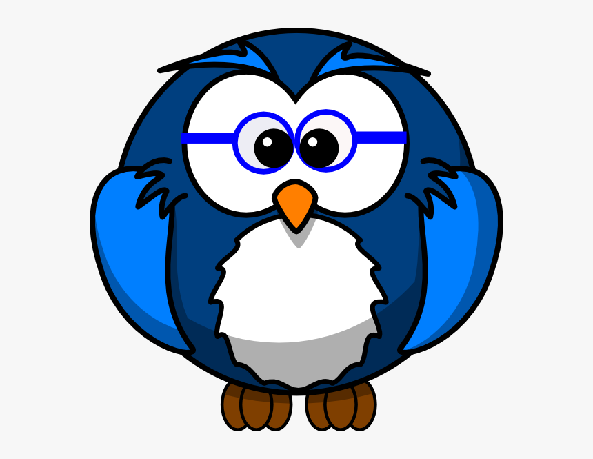 Blue Owl With Glasses Svg Clip Arts - Cartoon Owl Transparent Background, HD Png Download, Free Download