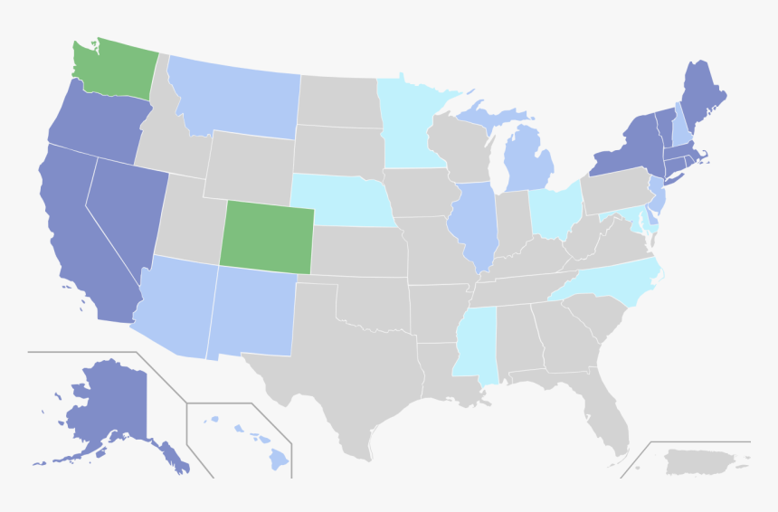 Map Of Us State Cannabis Laws - Age Of Losing Virginity By State, HD Png Download, Free Download