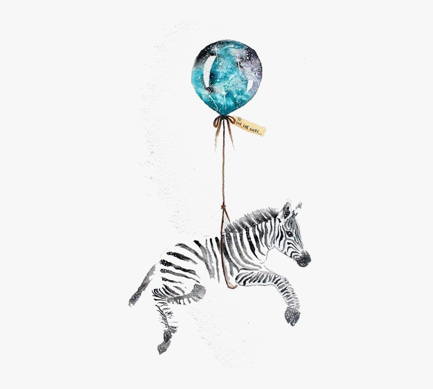 Tattoo Illustration Cartoon Watercolor Zebra Painting - Zebra With A Balloon Nursery, HD Png Download, Free Download