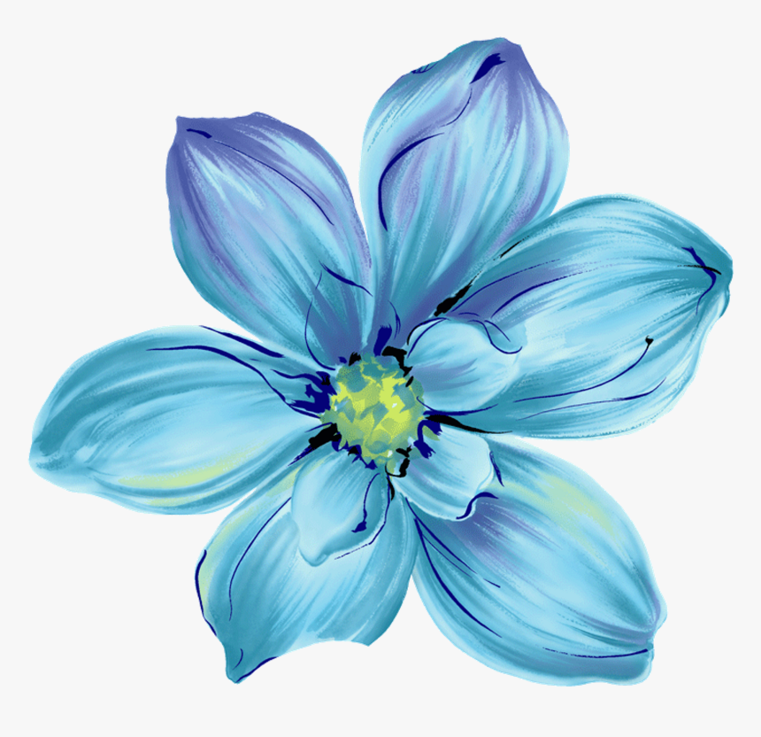 #blue #flower #pretty #flowers #skyblue - Flor Azul Acuarela Png, Transparent Png, Free Download