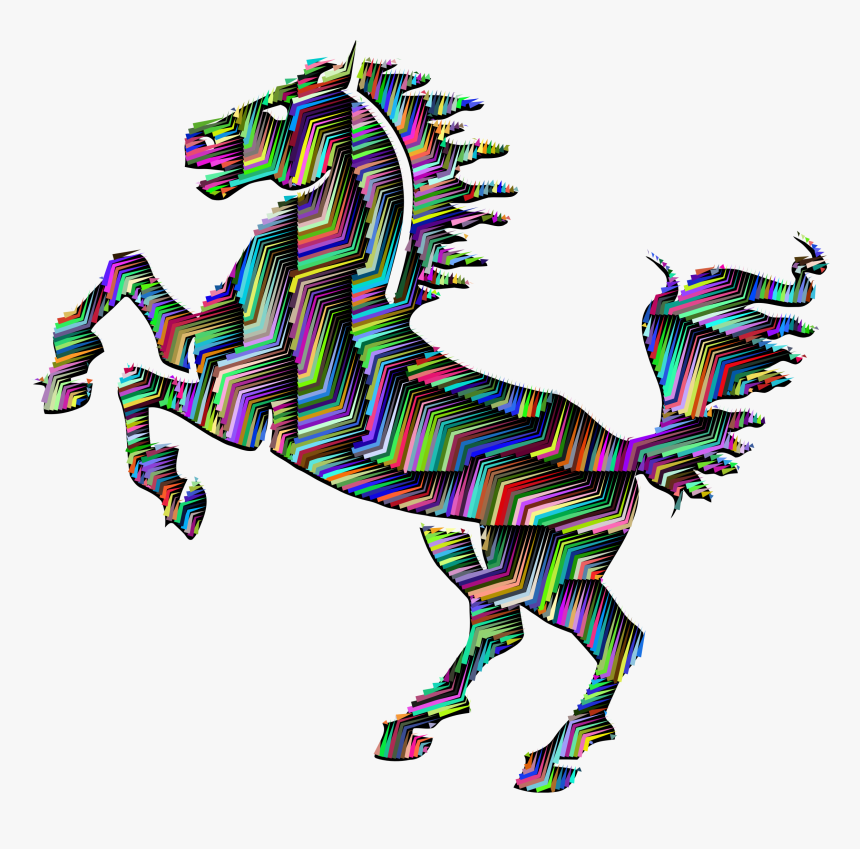 Prismatic Horse Silhouette Abstract Line Art With Background - Blue Horse Clipart, HD Png Download, Free Download