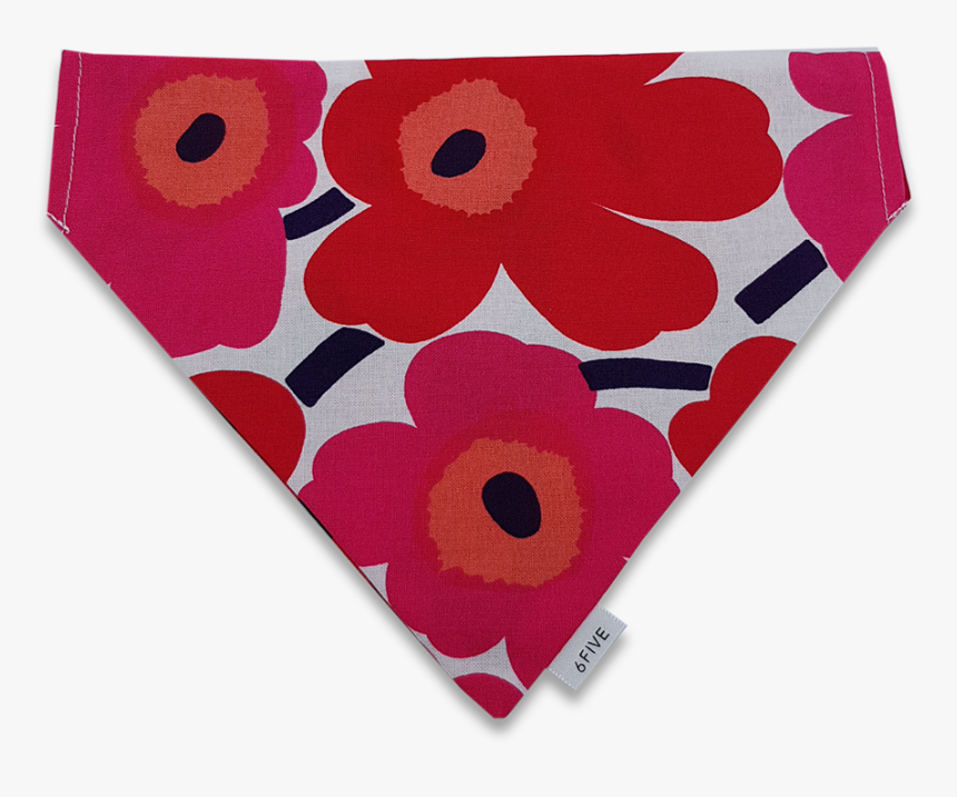 6five Reversible Red Bandana In Marimekko Fabric - Marimekko Unikko Red Placemat, HD Png Download, Free Download