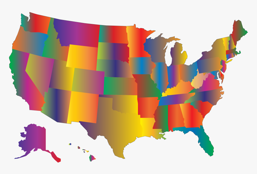 Multicolored Blended United States Map Clip Arts - United States Map Transparent, HD Png Download, Free Download