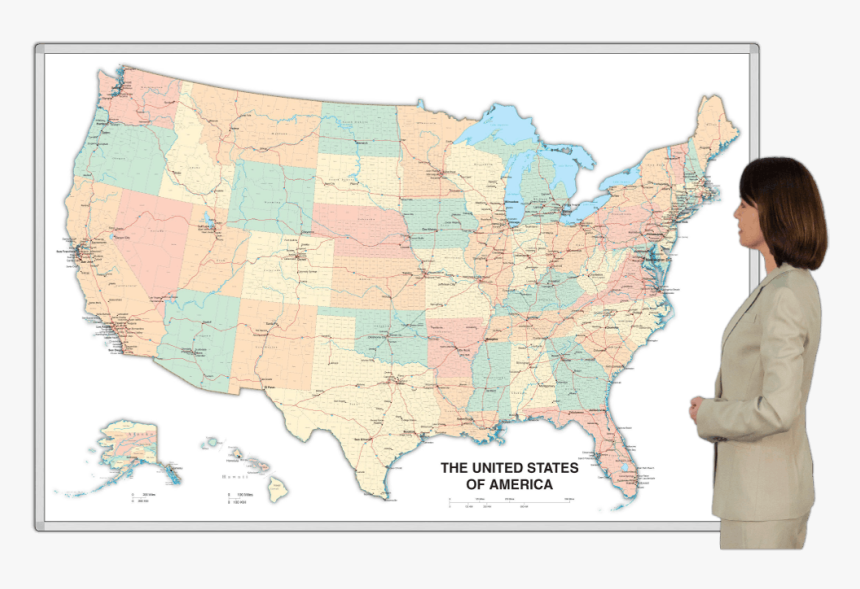 Map Of The United States On A Whiteboard, HD Png Download, Free Download