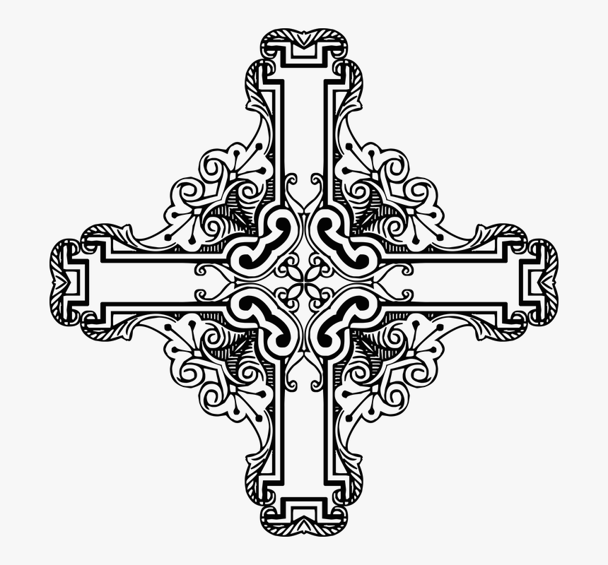 Decorative Cross Png - Black And White Crucifix Art, Transparent Png, Free Download