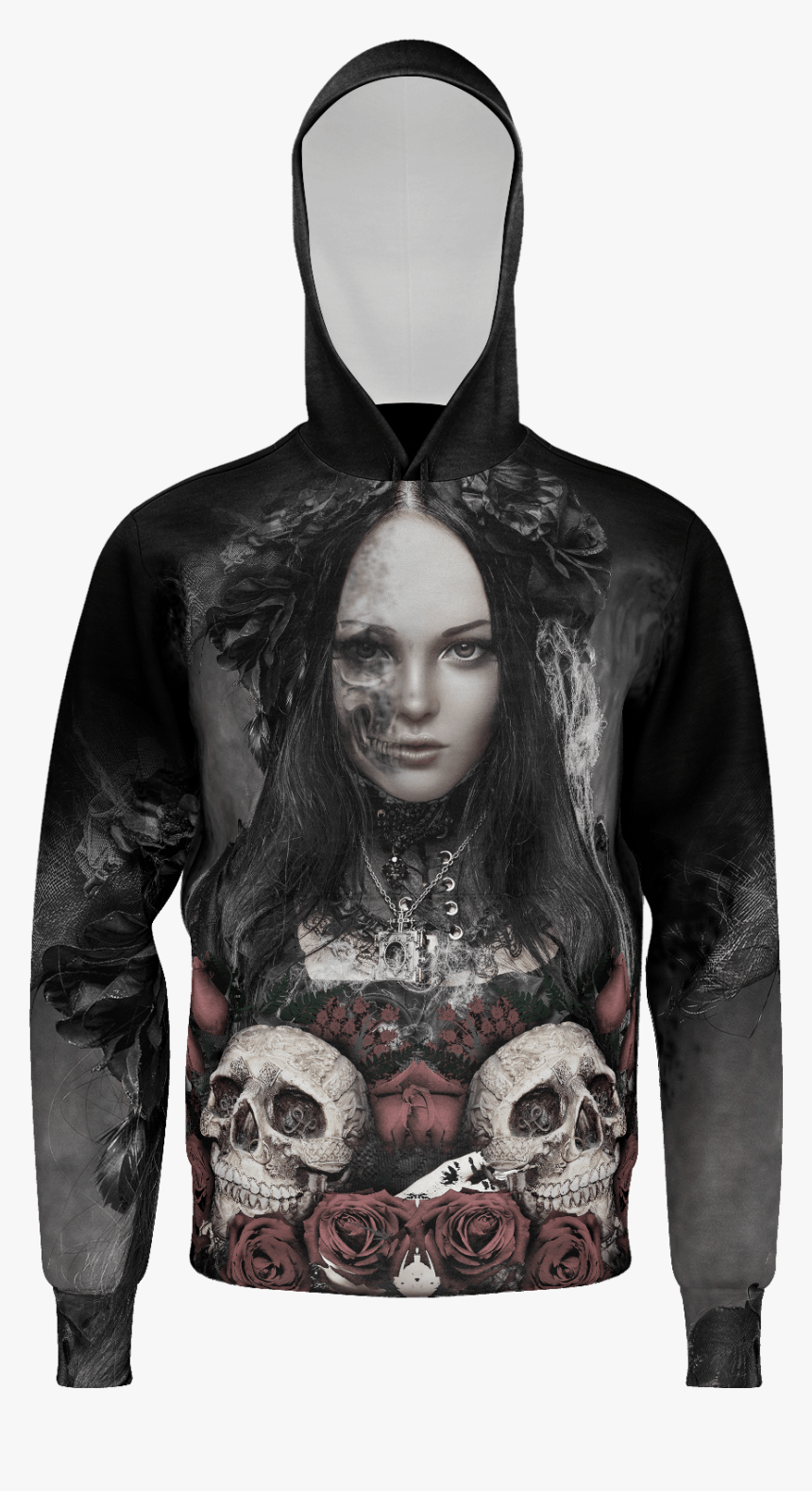 Lady Skull Hoodie - Hoodie, HD Png Download, Free Download