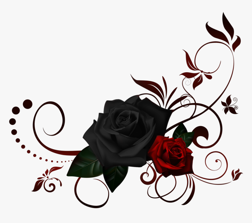 Black And Red Rose Borders, Hd Png Download - Black And Red Floral Border, Transparent Png, Free Download