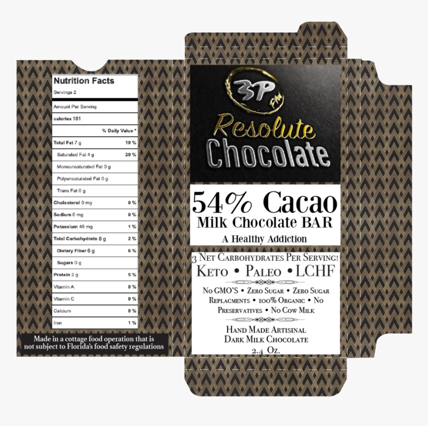 Resolute Dark Milk Chocolate Bar Box 54% Outline, HD Png Download, Free Download