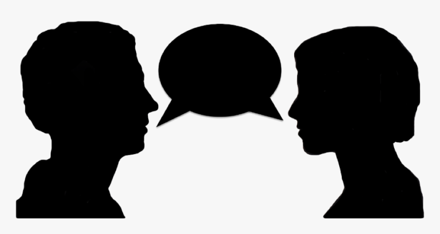 Head,silhouette,black And White,clip Art - Silhouette Of People Talking, HD Png Download, Free Download