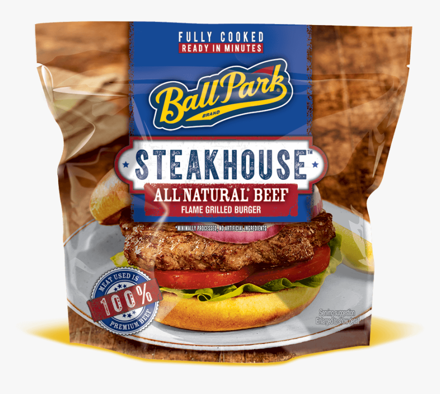 Ball Park Fully Cooked Frozen Steakhouse Burger Patties - Ballpark Hamburgers, HD Png Download, Free Download