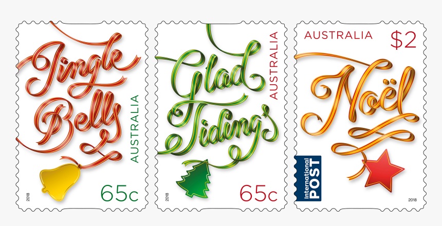 Merry Christmas Words Png - Australian Christmas Stamps 2018, Transparent Png, Free Download