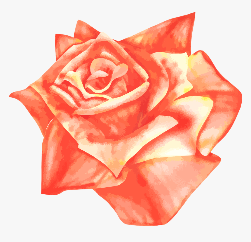Rose, Airbrush, Vector, Drawing, Orange, Red, Yellow - Orange Rose Drawing Png, Transparent Png, Free Download