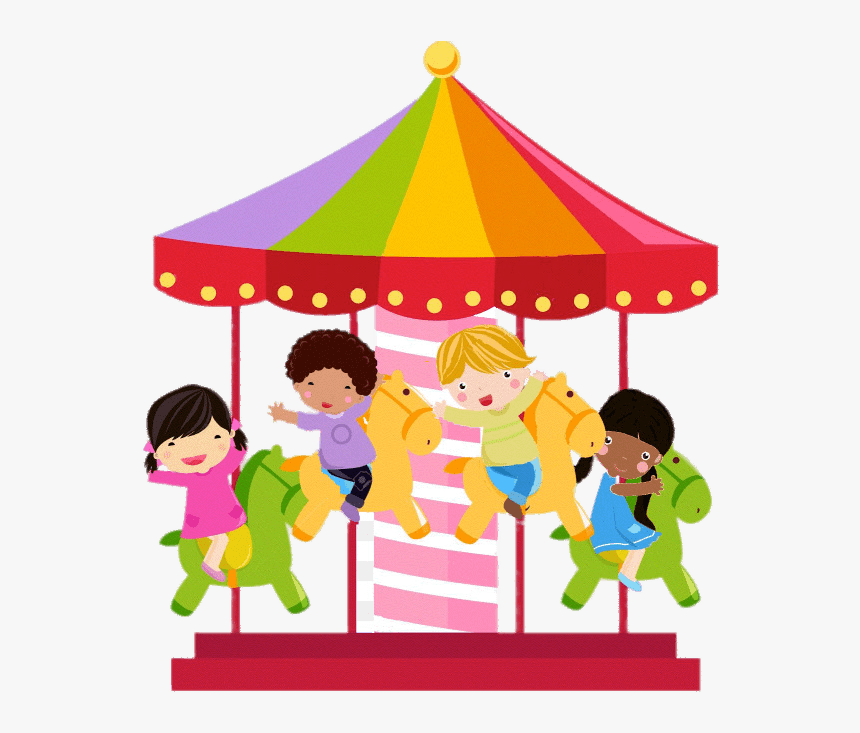 Colourful Merry Go Round Illustration - Clipart Merry Go Round, HD Png Download, Free Download