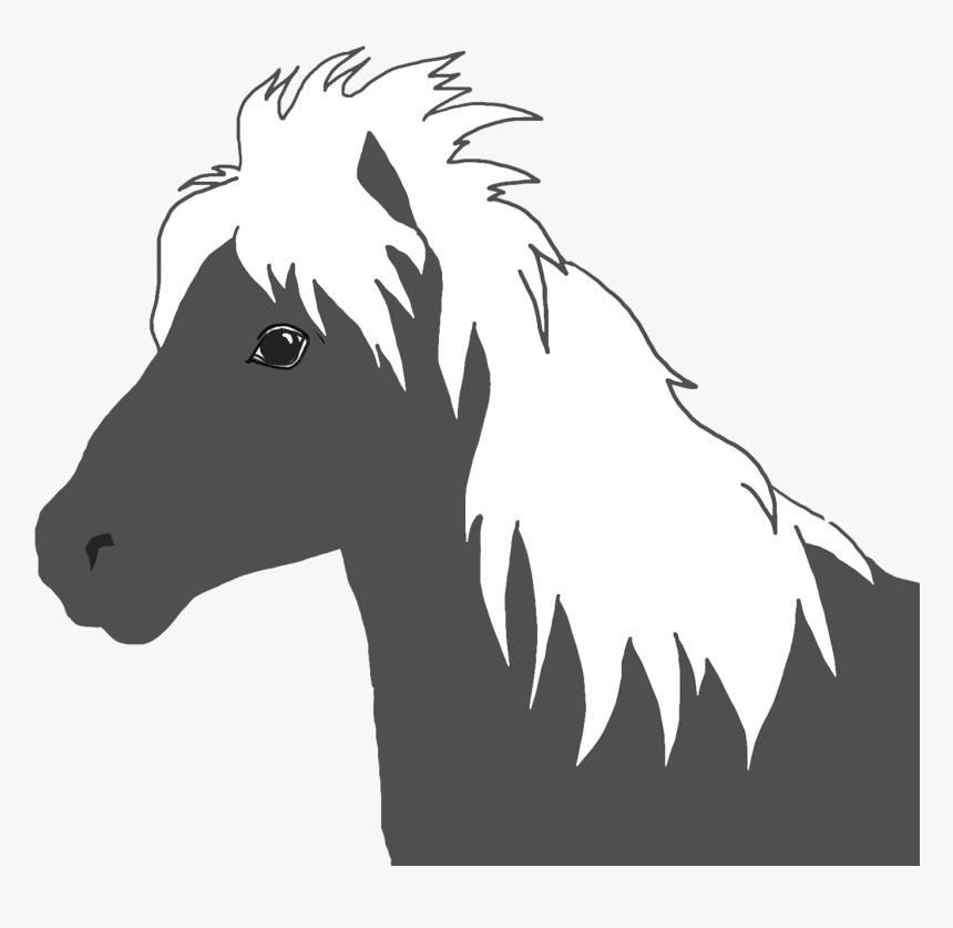 Horse Head Silhouette White Mane - Horse, HD Png Download, Free Download