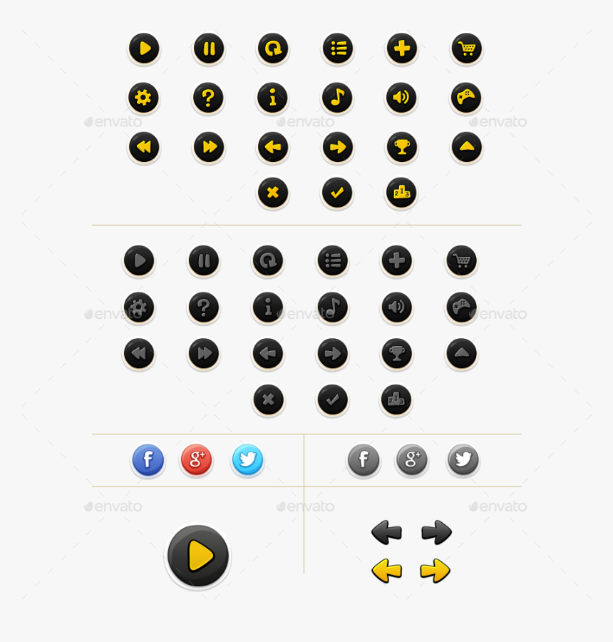 Shadow Game Assets - Transparent Buttons Game, HD Png Download, Free Download