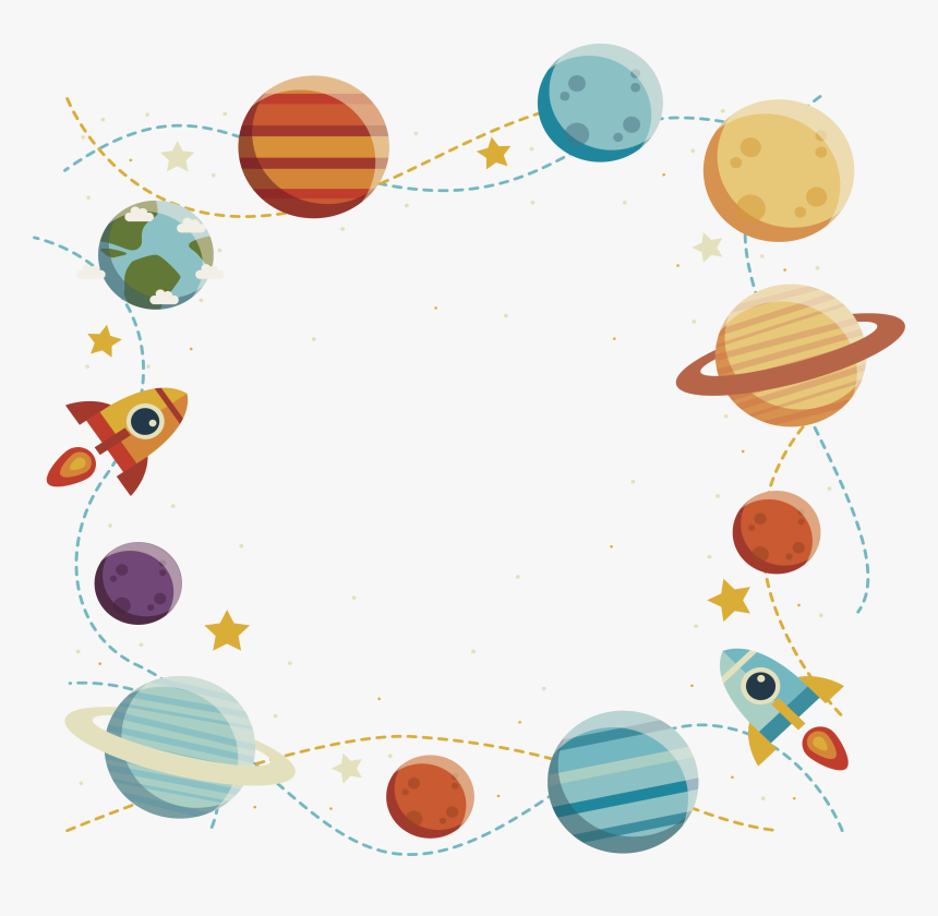 Transparent Rocket Clip Art - Solar System Border, HD Png Download, Free Download