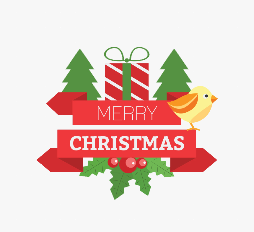 Christmas Label Ribbon Vector Free, HD Png Download, Free Download