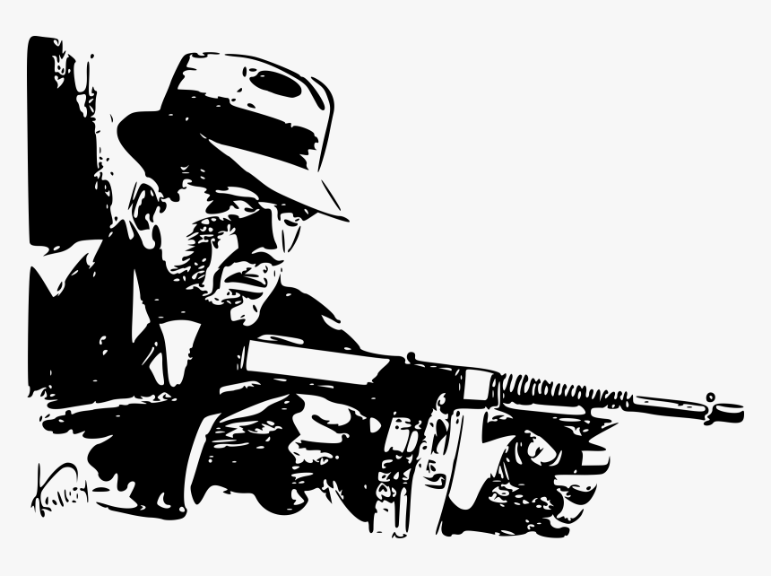 Gun Gunman Pencil And - Transparent Tommy Gun Clipart, HD Png Download, Free Download