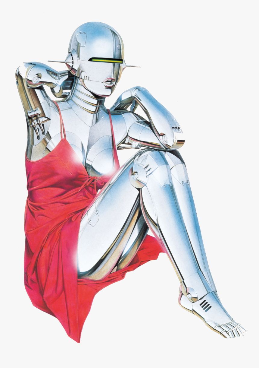 Airbrush Drawing Moon - Female Robot Art, HD Png Download, Free Download
