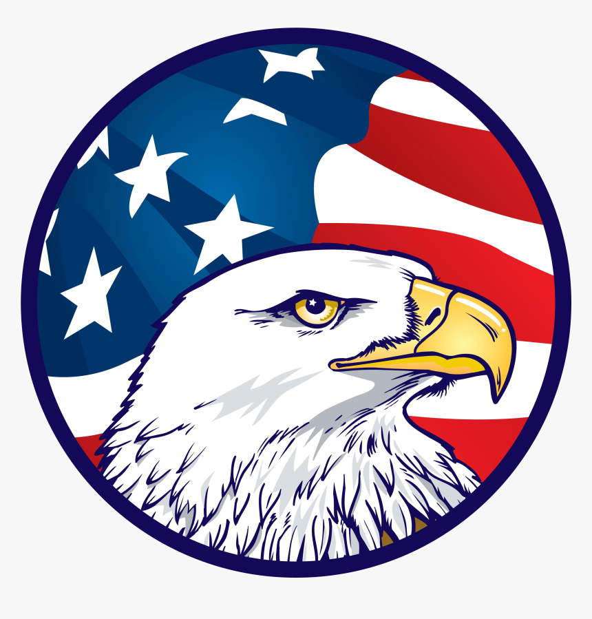 Eagle With American Flag Drawing, HD Png Download, Free Download